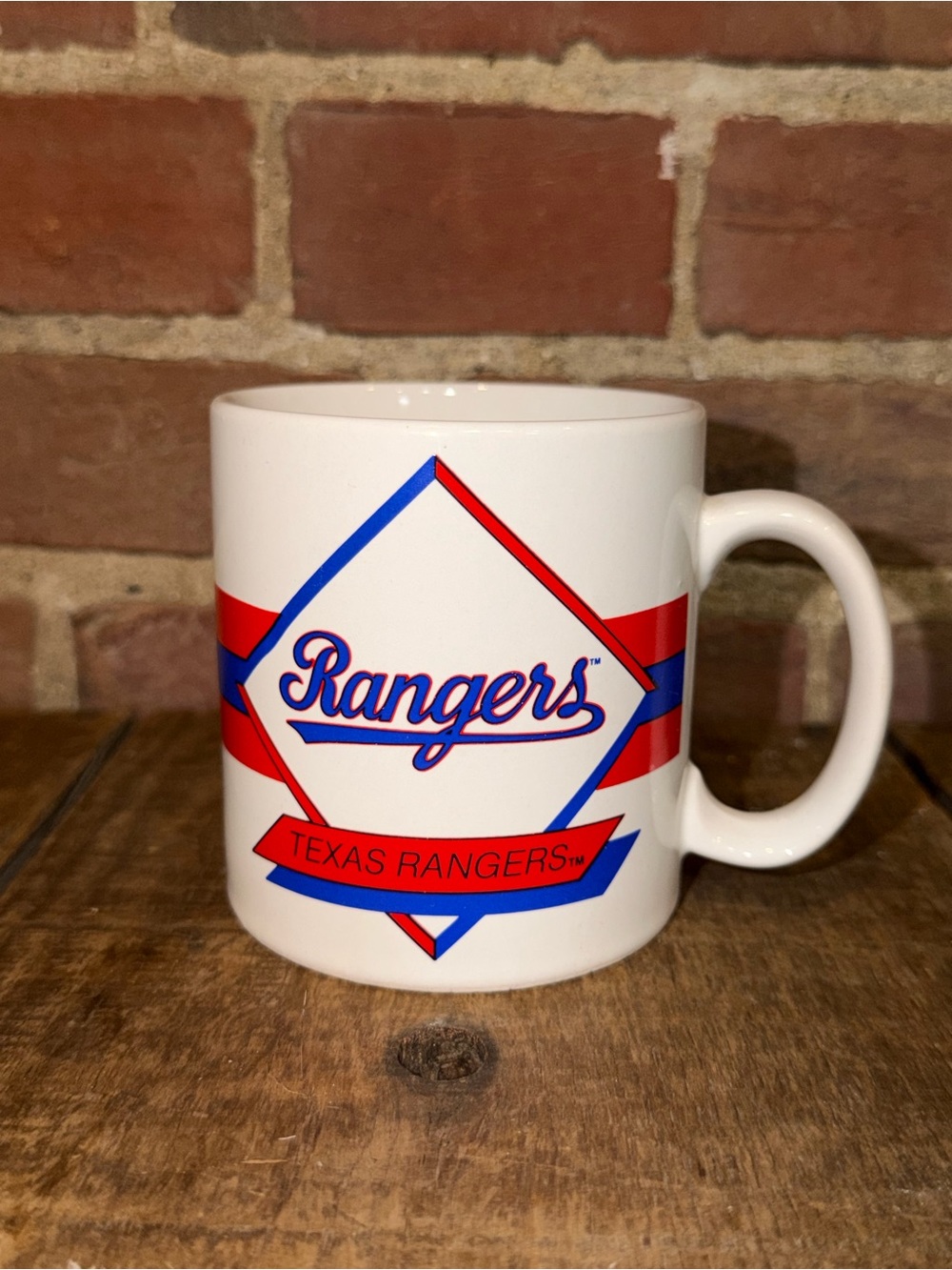 Texas Rangers MLB Baseball Throwback Logo Ceramic Tea Coffee Mug Cup White Blue